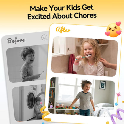 Chore Chart for Kids, Checklist Planning Board with Sliders, 19 Personalizable Sheets and Magnetic Marker, ADHD Tools for Kids to Do List Routine Chart Visual Schedule Board with Stand