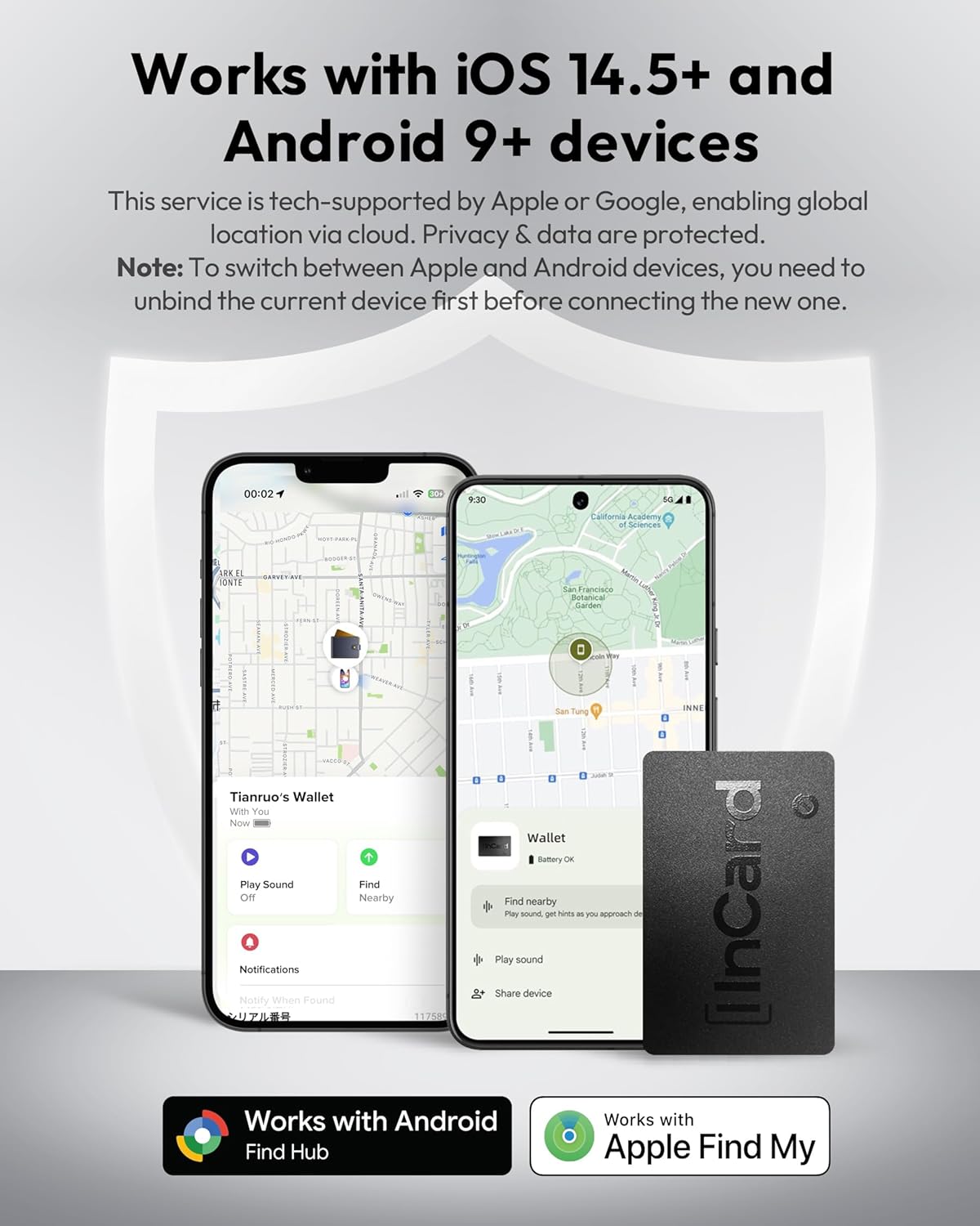 Wallet Tracker Card for Both Google’s Find Hub and Apple Find My, 5 Years Battery Life Ultra-Thin Android Tracker Card, IP68 Waterproof Wallet Finder for Passport, Purse,Gags,1 Pack