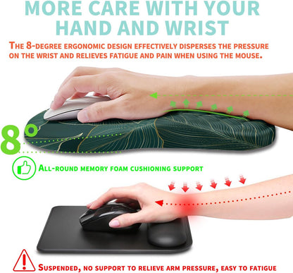 Ergonomic Mouse Pad Wrist Support with Memory Foam Massage Bulge, Carpal Tunnel Pain Relief Mousepad Wrist Rest for Mouse(12x8 inch, Silver Gray Light Purple)