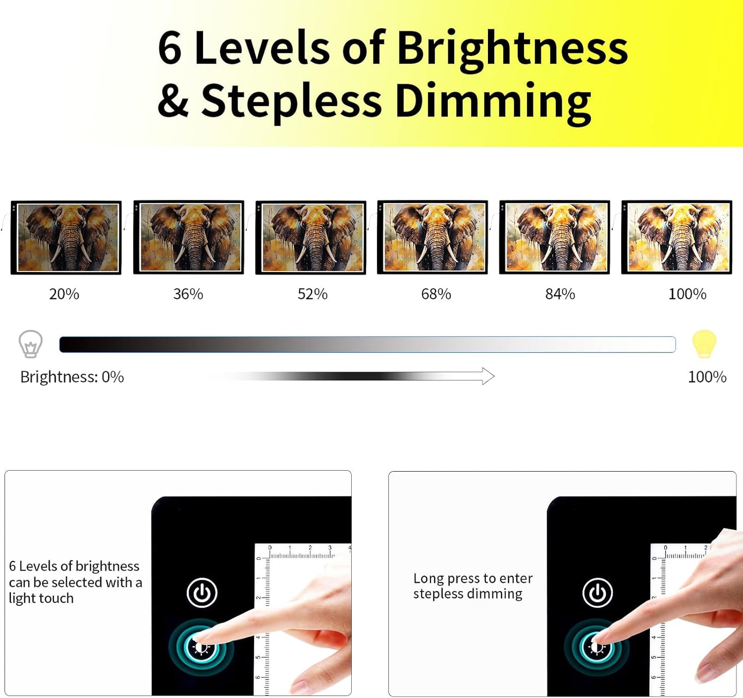 YINGWOND Rechargeable A4 LED Light Pad with Padded Case, Tracing Light Box w/Riser Stands and Paper Clip, 6 Levels of Brightness, Type-c Cable, Wireless Diamond Painting Light Board