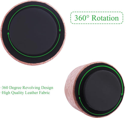 Round Leather Art Supply Organizer,Remote Control Holder,360 Degree Rotating,Multi-Functional Pencil Holder,4 Compartments Desktop Stationary Organizer(1-Fractal Flower) | Round - Colors A