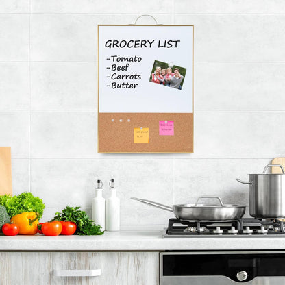 TSJ OFFICE Small Whiteboard Cork-Board - 16" X 12" Portable Aluminum Black Framed Magnetic Dry Erase Board, Small Bulletin Cork Board with Holder for Office, Home and School