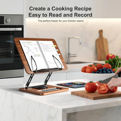 OPTIXCELL Book Stand for Reading with Light, Book Holders for Reading Hands Free, Adjustable Height & Angle, Fits Cookbook Recipe, Textbook, Foldable for Kitchen, Office, School,Gift for Book Lovers