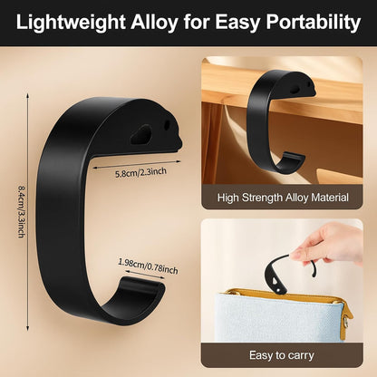 2 PCS Purse Hook for Table Heavy Duty, Bag Hanger for Table, Classroom, Office, Travel, Multi-Use Portable Bag Hook for Desk, Headphone, Key, Backpack, Office Table Accessories