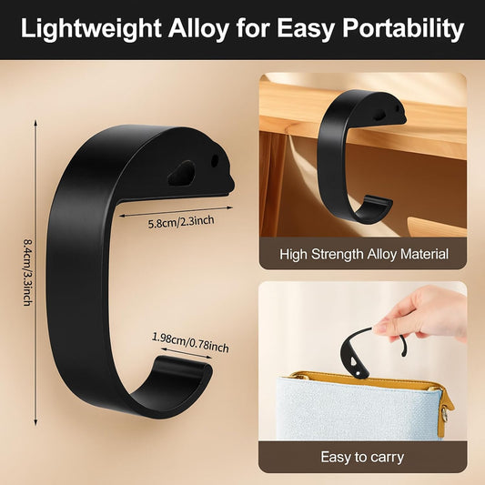 2 PCS Purse Hook for Table Heavy Duty, Bag Hanger for Table, Classroom, Office, Travel, Multi-Use Portable Bag Hook for Desk, Headphone, Key, Backpack, Office Table Accessories
