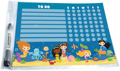 Dry Erase Whiteboard Task & Habit Tracker | Removable and Restickable Adhesive Decal | Fine-Tip Magnetic Marker Included | 9” x 12”