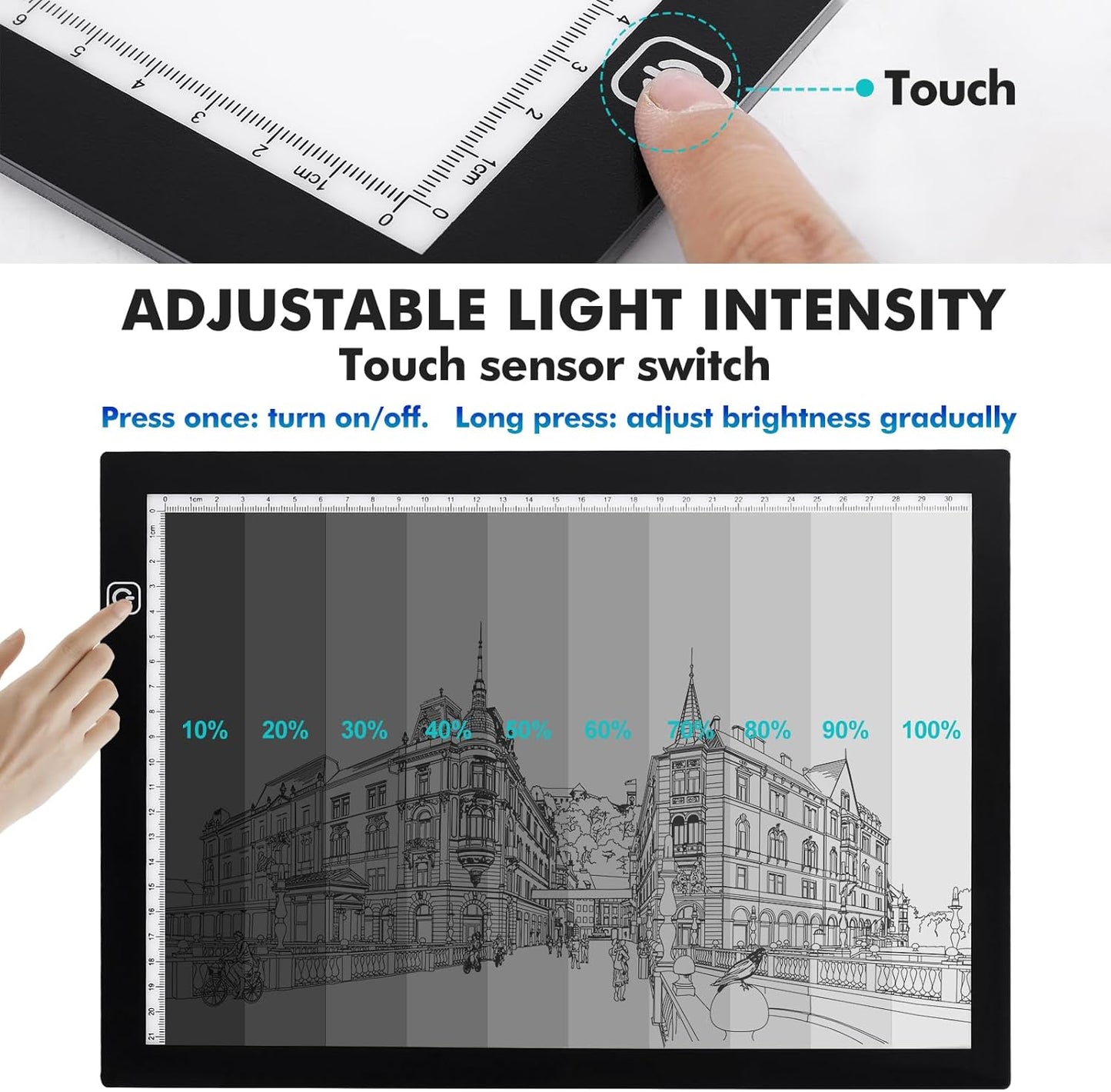 Dorhui A4 Light Pad for Weeding Vinyl, LED Copy Board Light Tracing Box Ultra-Thin Adjustable USB Power for Vinyl Weeding Tools, Silhouettes, Cameos, HTV