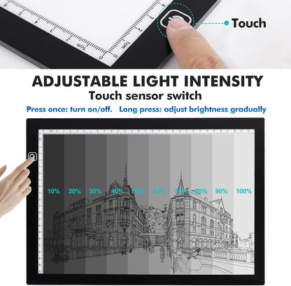 Dorhui A4 Light Pad for Weeding Vinyl, LED Copy Board Light Tracing Box Ultra-Thin Adjustable USB Power for Vinyl Weeding Tools, Silhouettes, Cameos, HTV