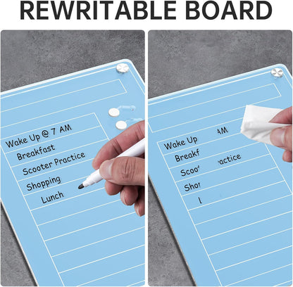 NiHome Acrylic Magnetic to Do List Planning Board with Sliders & Desktop Stand, Chore Chart for Kids & Adults, Checklist Routine Chart Task Board for Fridge & Desk, for Magnetic Metal Surfaces Only