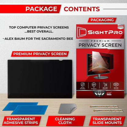 SightPro 24 Inch 16:9 Computer Privacy Screen Filter for Monitor - Privacy Shield and Anti-Glare Protector