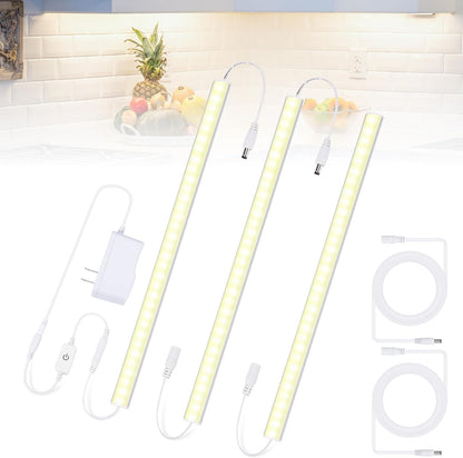 JUSJUBR 12-Inch Slim LED Under Cabinet Light with Memory Function, Warm White 3000K Dimmable USB Light Bar for Rooms