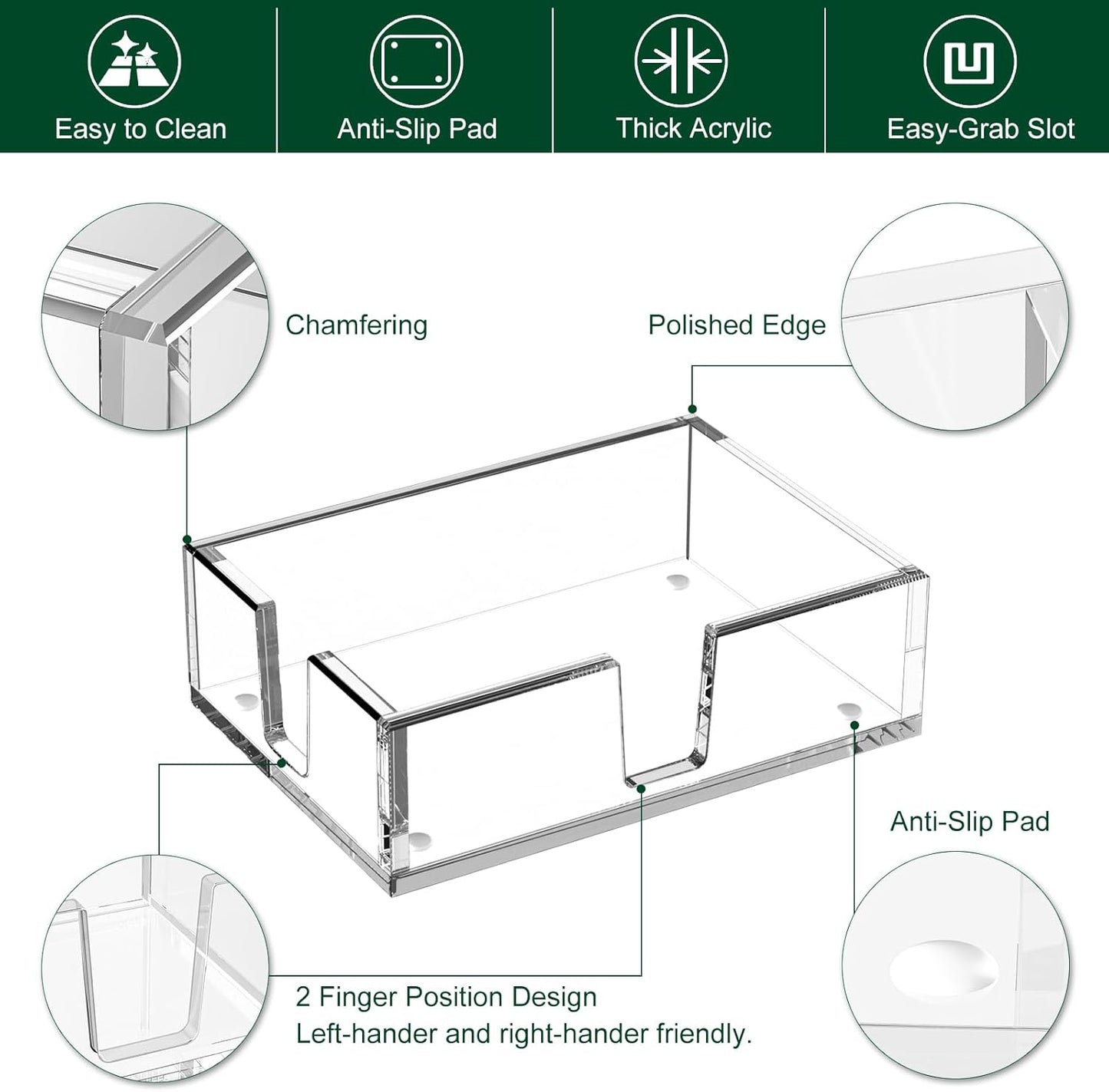 Acrylic Sticky Note Holder, Self-Stick Note Pad Holder W/O Pads - Note Dispenser Memo Pad Holder Desk Organizer for School Office Home (3''x3'' Clear)