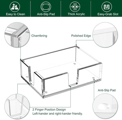 Acrylic Sticky Note Holder, Self-Stick Note Pad Holder W/O Pads - Note Dispenser Memo Pad Holder Desk Organizer for School Office Home (3''x3'' Clear)