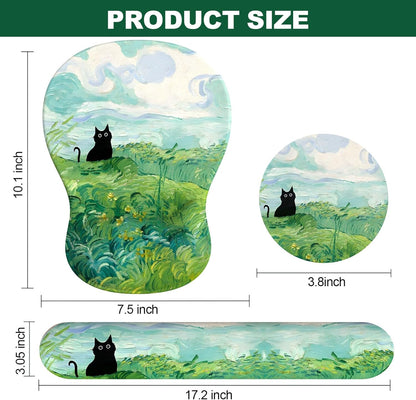 Ergonomic Mouse Pad with Wrist Rest and Keyboard Wrist Rest, Gel Mousepad and Wrist Rest for Computer Keyboard, Pain Relief, Non-Slip PU Base, Mouse Pad with Wrist Support for Gaming, Office, Brown