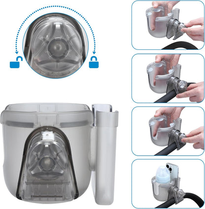 Accmor 2-in-1 Walker Cup Holder with Phone Holder, Wheelchair Cup Holder, Rollator Cup Holder, Cup Phone Holder for Walker, Wheelchair, Rollator, Mobility Scooter