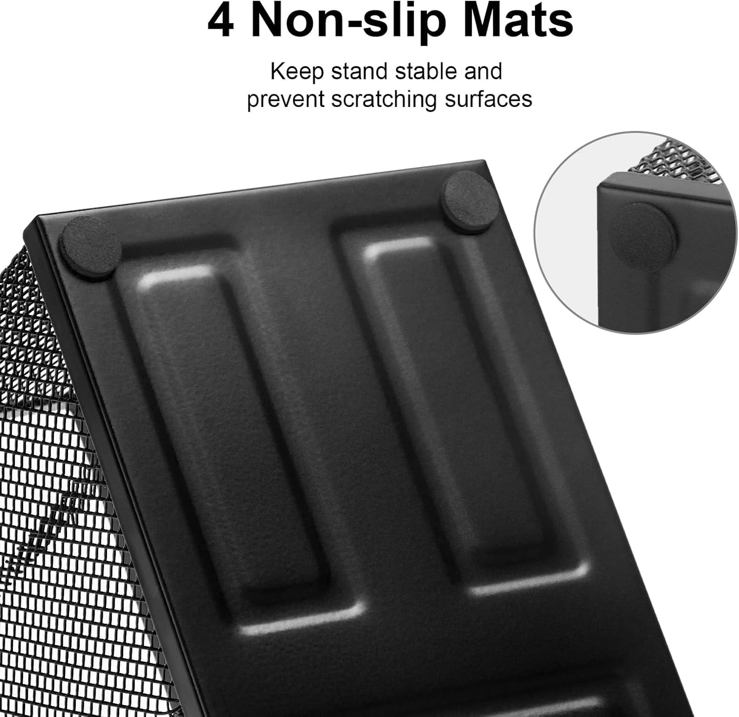Comix 360° Rotating Pen Holder for Desk, 5 Compartments Office Desk Organizer, Black Mesh Metal Pencil Holder Cup for Office Home School
