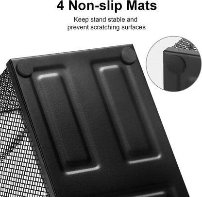 Comix 360° Rotating Pen Holder for Desk, 5 Compartments Office Desk Organizer, Black Mesh Metal Pencil Holder Cup for Office Home School