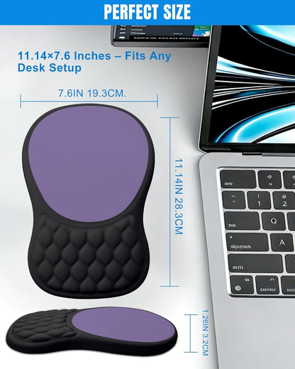 Ergonomic Mouse Pad with Wrist Rest, Slope Design Memory Foam Support, Smooth Lycra Surface, Non-Slip PU Base, Comfortable Mouse Mat for Office, Home, Computer Desk (Black)