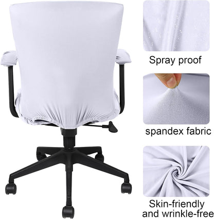 Tallew 4 Pcs Office Chair Covers Set Computer Universal Protective Stretchable Chair Seat Covers Desk Armrest Cover Pads Office Cushion Backrest for Rotating(Regular,Black)