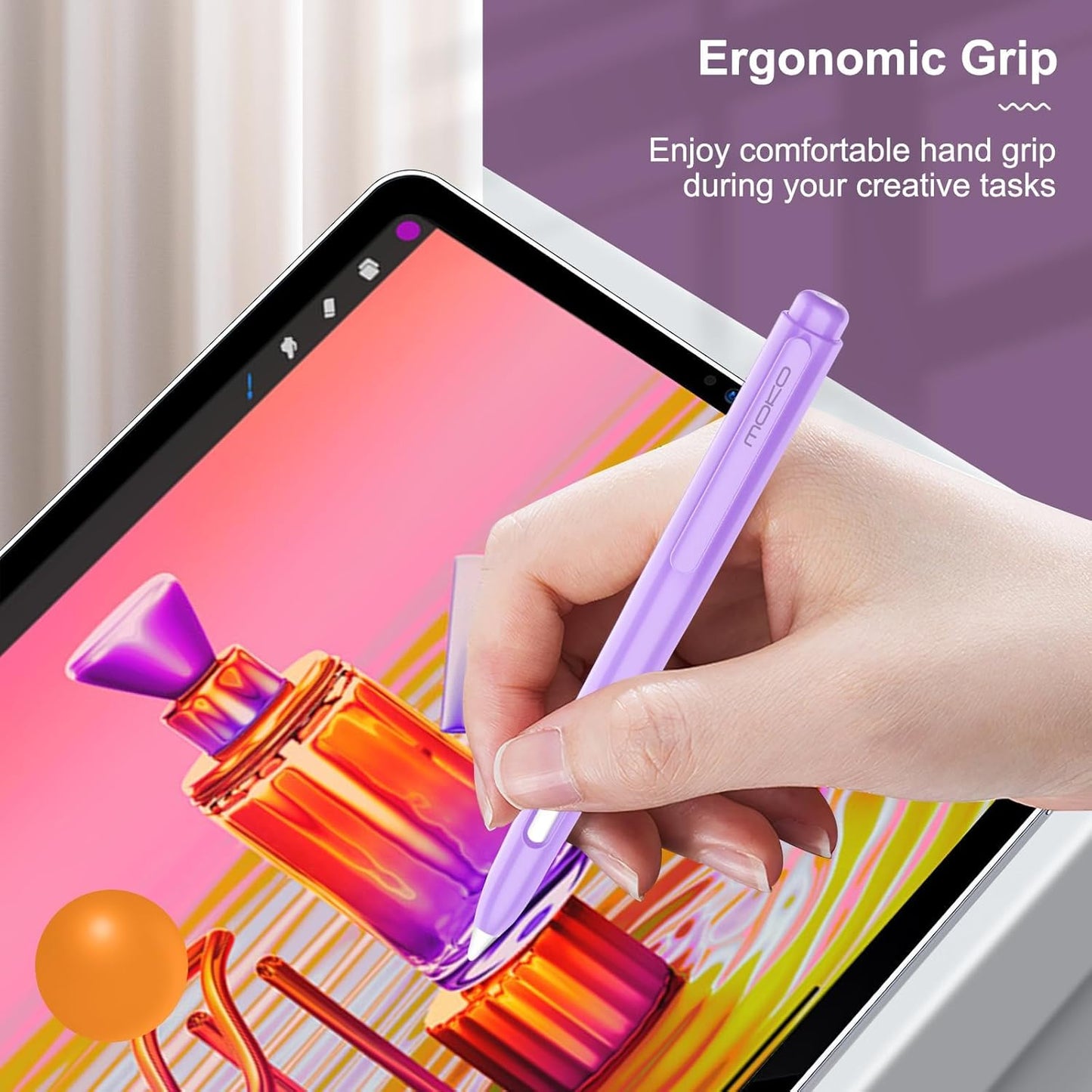 MoKo Holder Case Compatible with Apple Pencil 2nd Generation, Retractable Protective Apple Pencil Cover with Sturdy Clip, Hard PC Apple Pencil Case, Support Double-Tap, Dark Purple