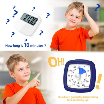 Secura 60-Minute Visual Timer, Silent Study Timer for Kids and Adults, Time Clocks, Time Management Countdown Timer for Teaching (Black & Cloud)