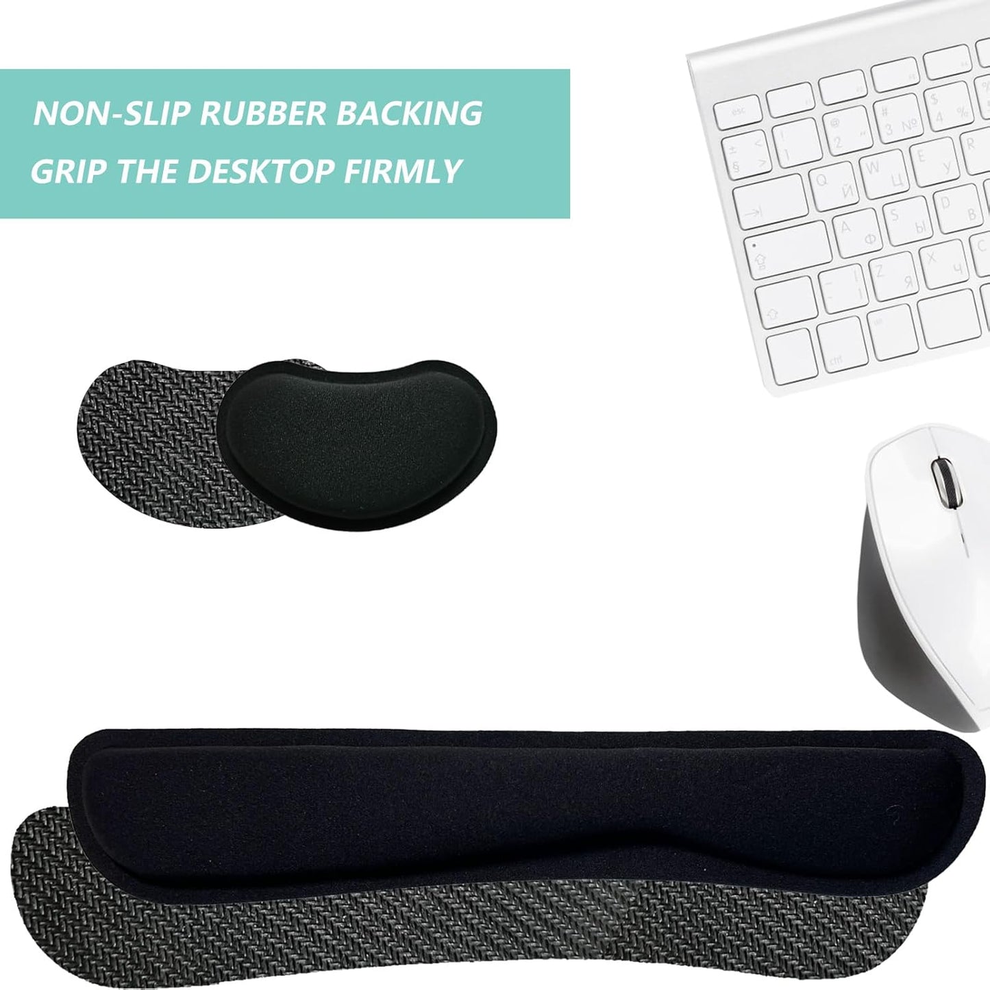 Keyboard Wrist Rest Mouse Wrist Support Set, Memory Foam Wrist Rest Pad for Computer Laptop Keyboard Mouse, Ergonomic Wrist Cushion Support for Typing Pain Relief, Gaming Home Office, Flowers Grass