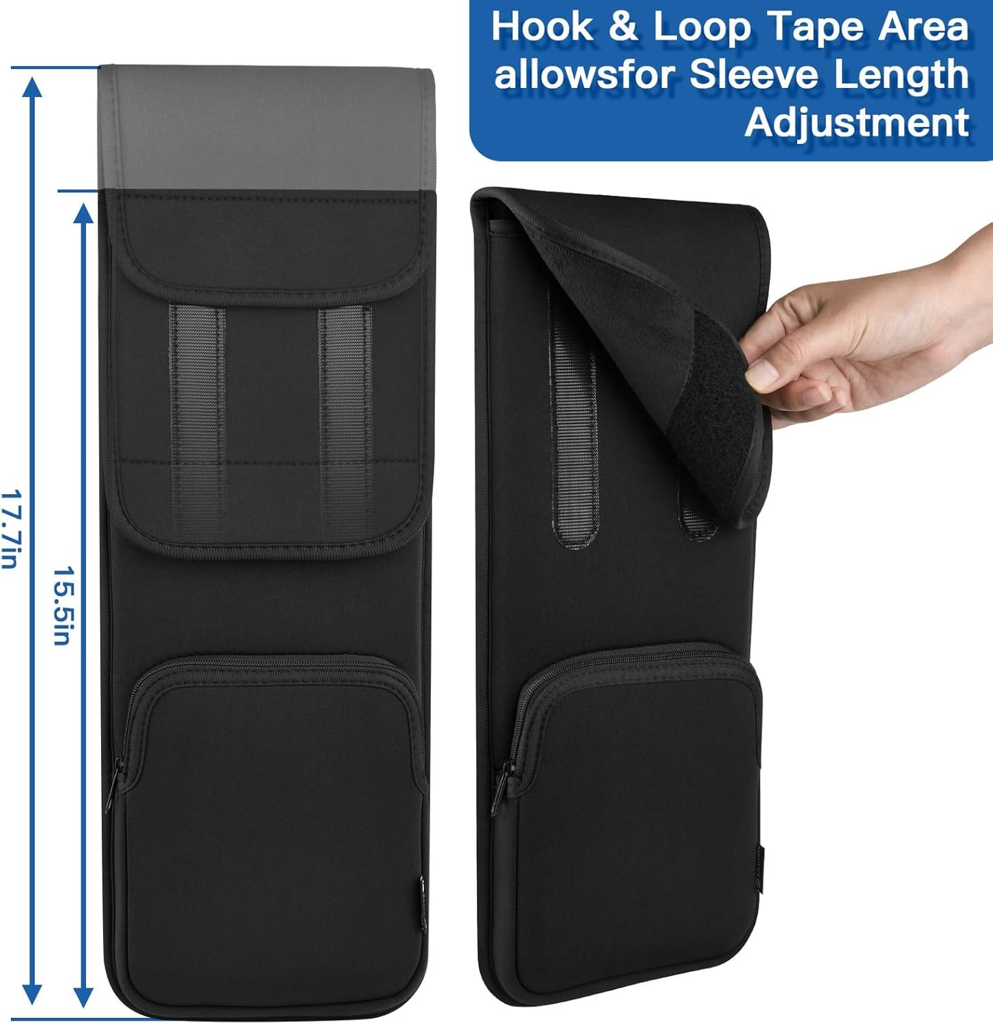 CaZLUTION Slim Neoprene Keyboard Sleeve Case for Wireless Keyboards (Fits 5.5" x 15.5" up to 5.5" x 17.7"), Protective Travel Storage with Mouse Pocket - Black