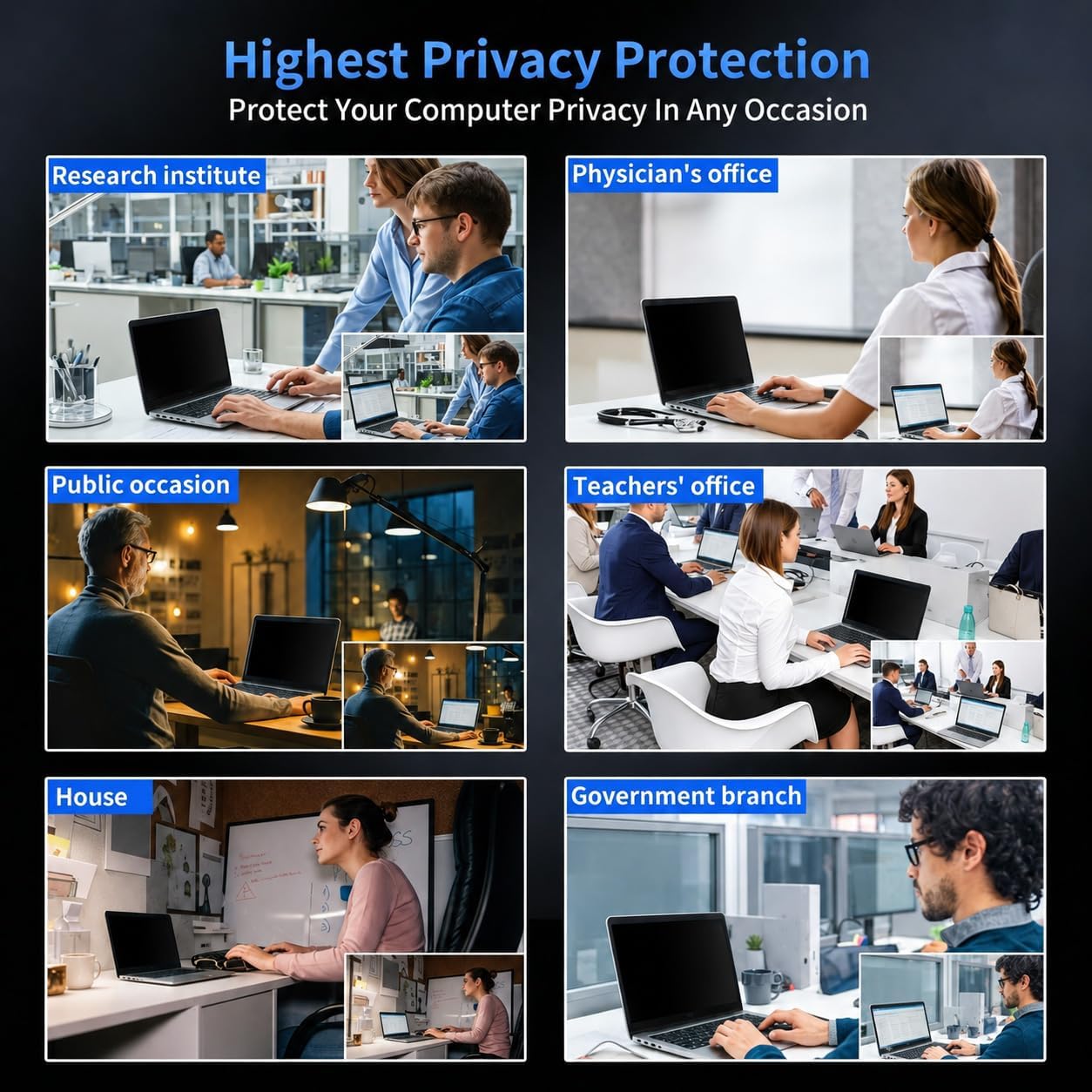 2 Pack- 27 Inch Curved Computer Privacy Screen Filter for 16:9 Widescreen Computer Screen Protector Computer Screen Privacy Shield Anti Glare and Blue Light