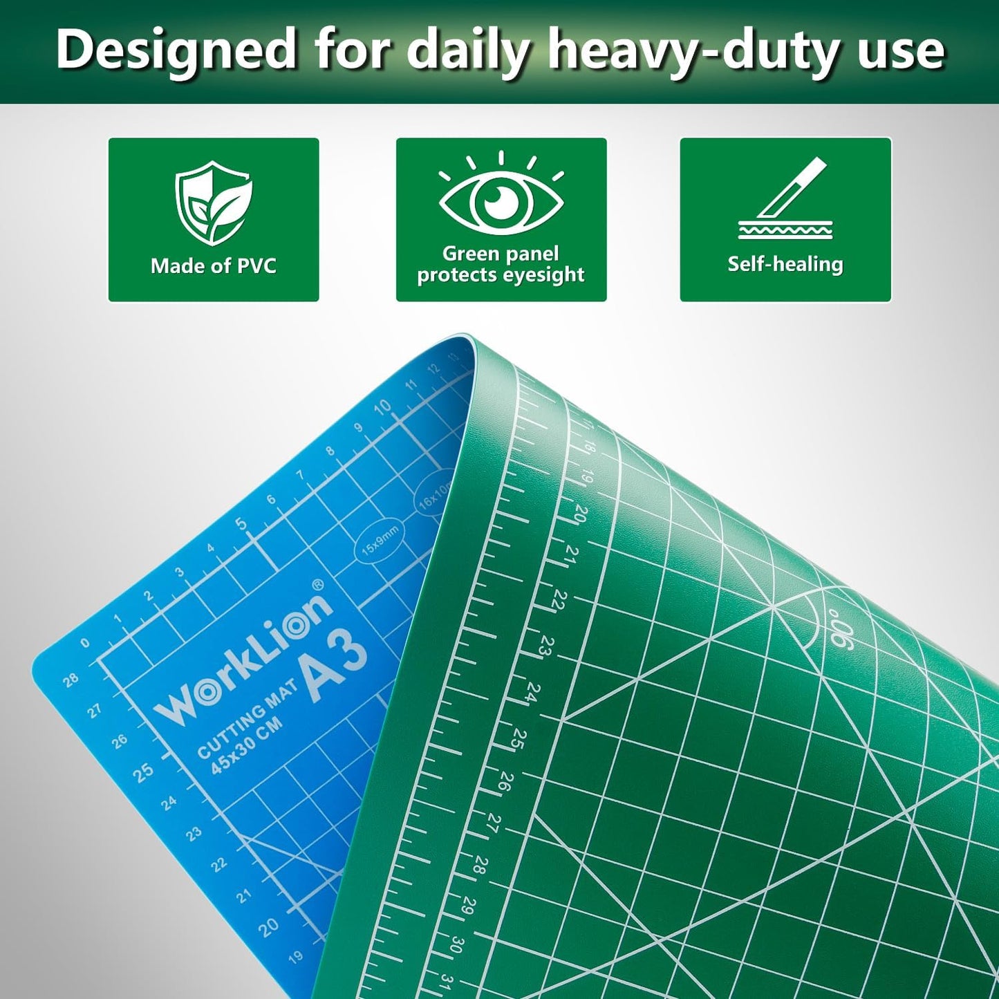 Worklion Self Healing Cutting Mat for Craft-Thickened 18inch x 12inch fabric sewing mat for quilting,rotary cutting, nonslip