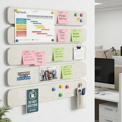 Thboxes 5 Pack Felt Bulletin Board Strips, 13x2 Inch Self Adhesive Felt Pin Boards with 30 Pushpins, Cork Board for Walls Home Office Decor(Black)