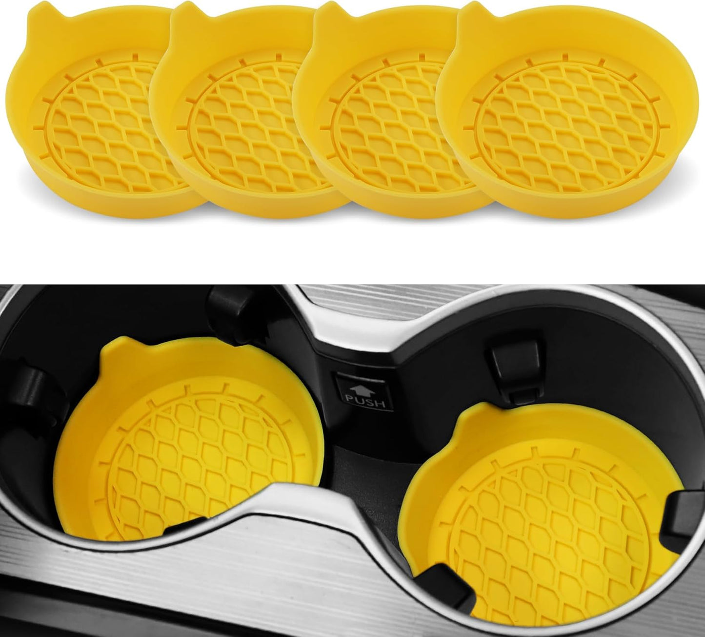SINGARO Car Cup Holder Coaster, Silicone Cup Holder Insert, Universal Non-Slip Cup Holders, Car Accessories Interior for Women and Man Interior Sets 4 Pack Black