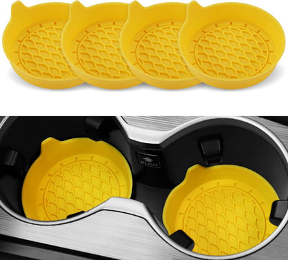 SINGARO Car Cup Holder Coaster, Silicone Cup Holder Insert, Universal Non-Slip Cup Holders, Car Accessories Interior for Women and Man Interior Sets 4 Pack Black