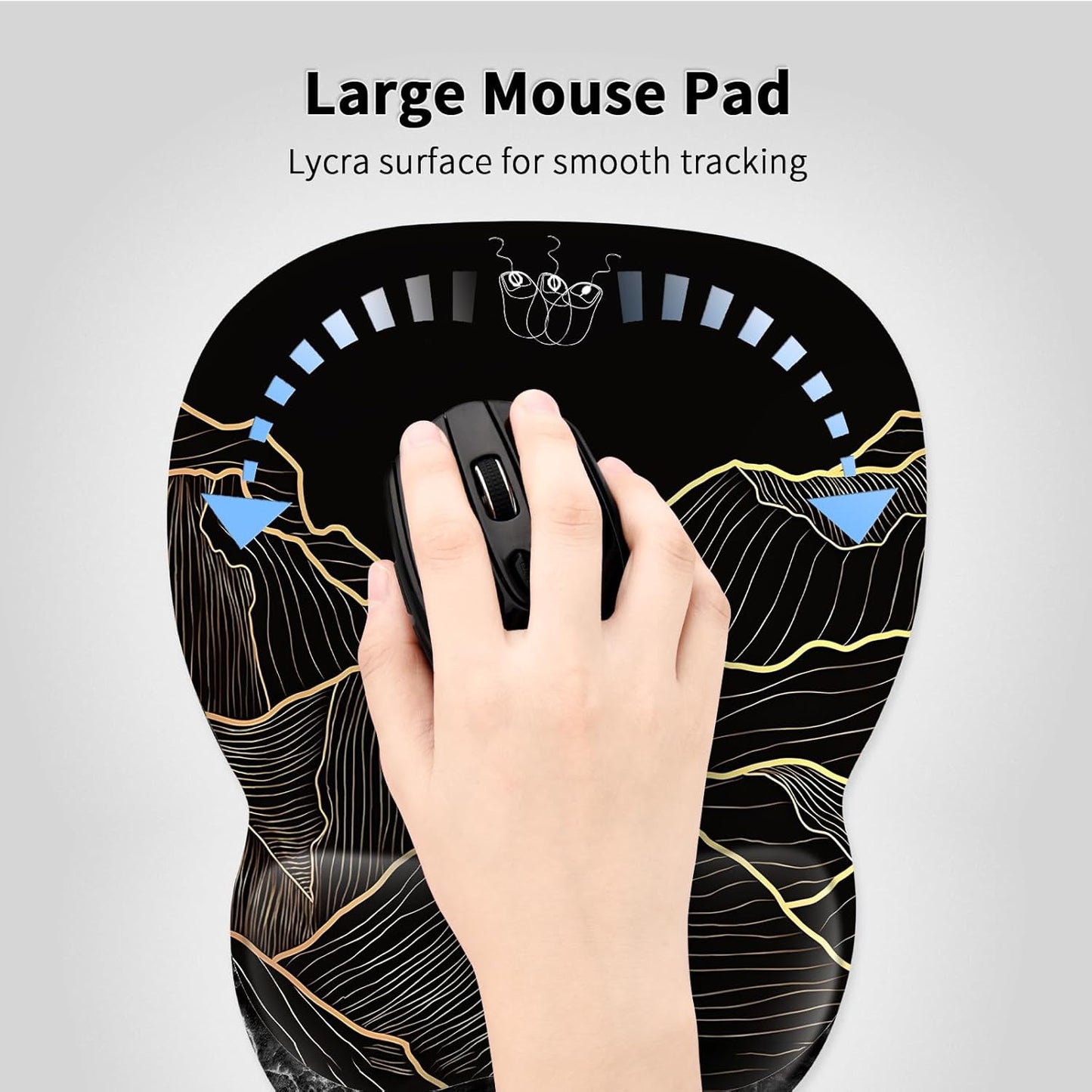 EooCoo Ergonomic Mouse Pad with Wrist Support, Mousepad with Memory Foam Wrist Rest and Non-Slip Base for Computer, Cafe, Home & Office, 9.64 x 8.26 in Office Desk Accessories