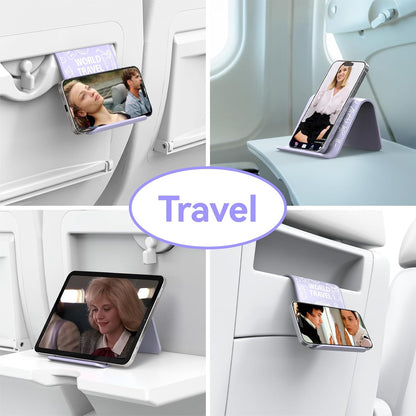 Airplane Phone Holder Mount, Travel Essentials Flexible Phone Holder, Airplane Tablet Holder for Flying, Desk, Compatible with iPhone, Smartphone, Tablet (Black Silk Screen)