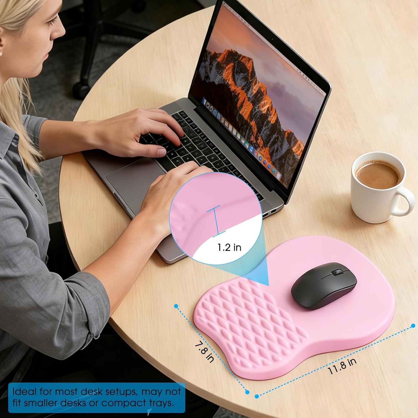 MROCO Ergonomic Mouse Pad with Wrist Support, Memory Foam Wrist Rest Mouse Pad, Non-Slip Base, Smooth Surface for Office & Home, Black