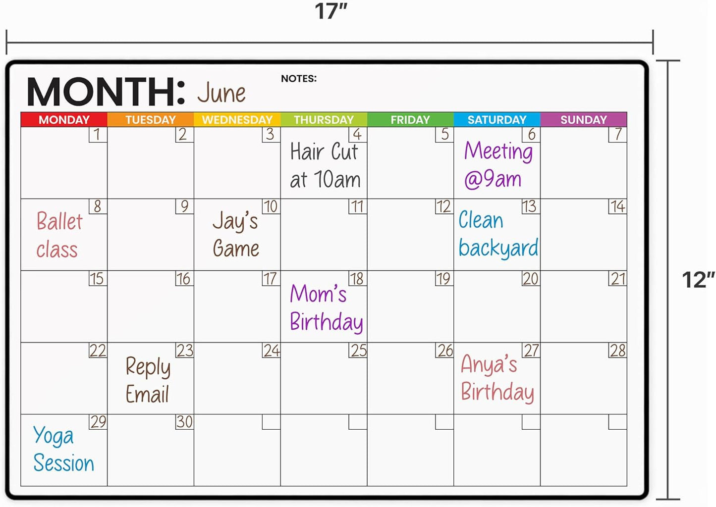 Magnetic Whiteboard for Fridge - Large Dry Erase Calendar for Wall | 2 Magnetic Dry Erase Board 10.5" x 16.5" & 7" x 16.5", Monthly Goal Setting & Habit Tracker, 5 Markers and 6 Adhesive Hooks