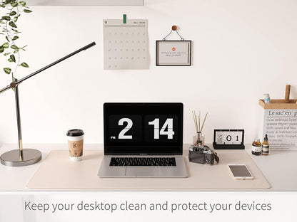 RENMTURE Dual-Sided Mouse Pad, Natural Cork & PU Leather Large Desk Pad for Office and Home Work, Desk Protector Non-Slip, Waterproof, Easy Clean (Olive Green, 32"x16")