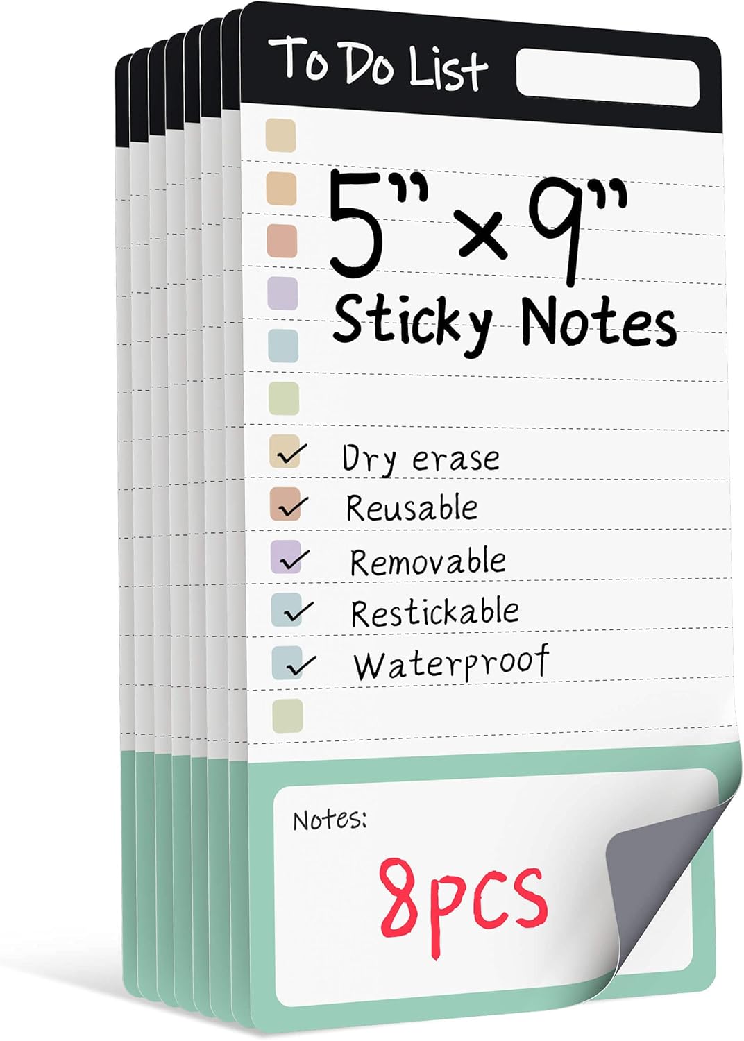 Dry Erase to Do List Sticky Notes| 8pcs Premium Daily Planner White Board| Chore Chart Checklist Notepad| Lined Task Todo Memo Pad| Removable Suitable for Home,Office,Refrigerator,Desk