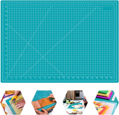 18"x24" Self Healing Cutting Mat, Sewing Mat for Crafts, Double Sided 5-Ply Table Cutting Board for Fabric Quilting Leather Modeling Hobby Project, Turquoise