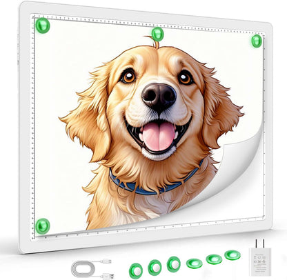 Zocelight Rechargeable A4 Tracing Light Box with Padded Case,Ultra Bright Led Light Pad with Physical Button,Wireless Light Board for Diamond Painting,Dimmable 9000LUX Lightbox for Tracing and Drawing