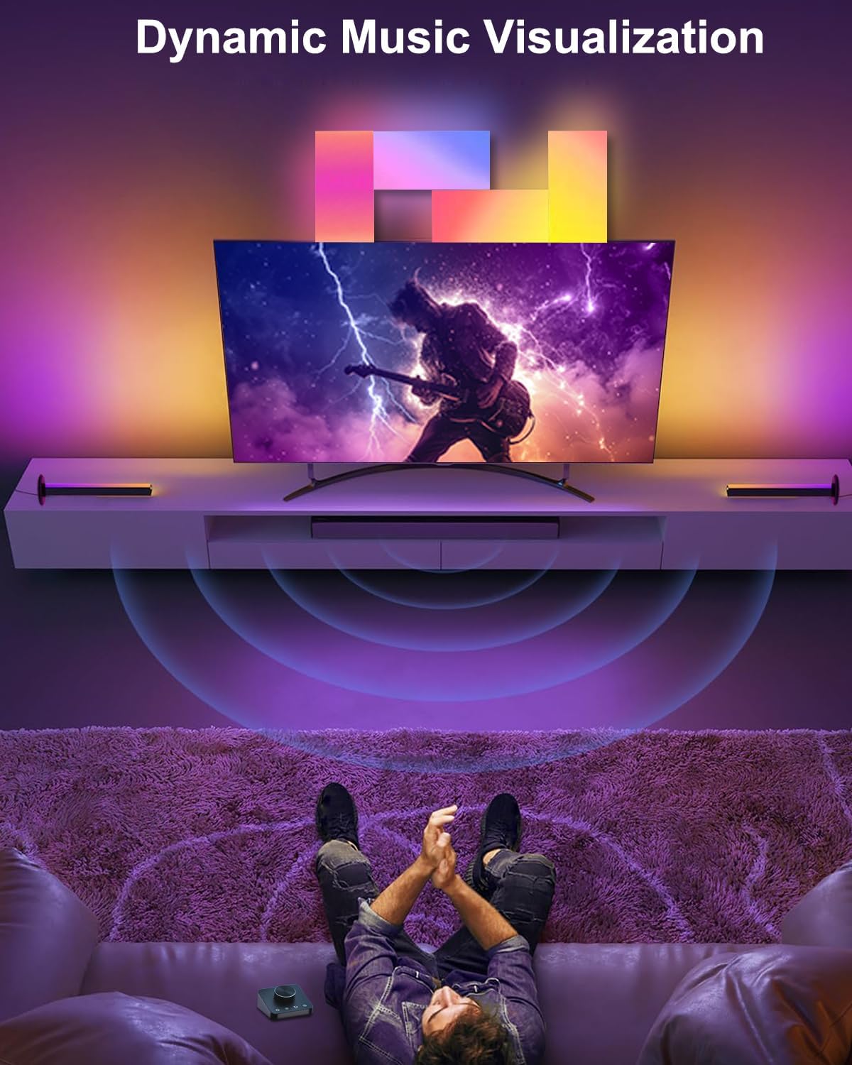 Gaming Light Bars with Dial Controller, Smart Gaming LED Lights RGB Light Bars Compatible with Alexa and Google Assistant, TV LED Backlight App Control Music Sync for Gaming Room Bedroom Decor Gifts