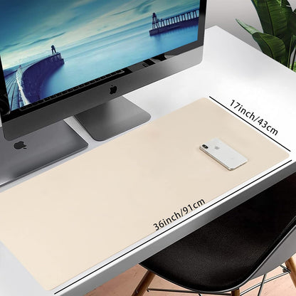 Leather Desk Pad,Wolaile 36x17 inch Large Mouse Pad,Waterproof Non-Slip Writing Desk Blotter,Computer Mat Desktop Protector for Office Home,Black