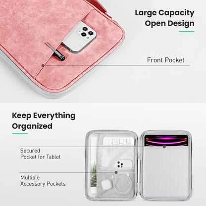 DTTO 9-11 Inch Tablet Sleeve Bag for iPad A16, iPad Air 11-inch M3 M2 / Air 5/4th Gen 10.9", iPad Pro 11 M4, iPad 10/9/8/7th Gen, Galaxy Tab A9+, Waterproof Travel Bag, Pink