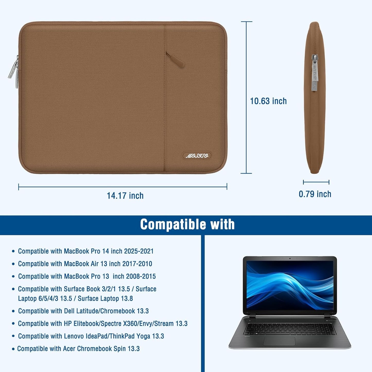 MOSISO Laptop Case 15 inch, 15 inch Laptop Sleeve Compatible with MacBook Air M5 A3448 M4 A3241 M3 A3114 M2 A2941 2026-2023, Dell XPS, Polyester Vertical Computer Sleeve Bag with Pocket, Black - Colors B