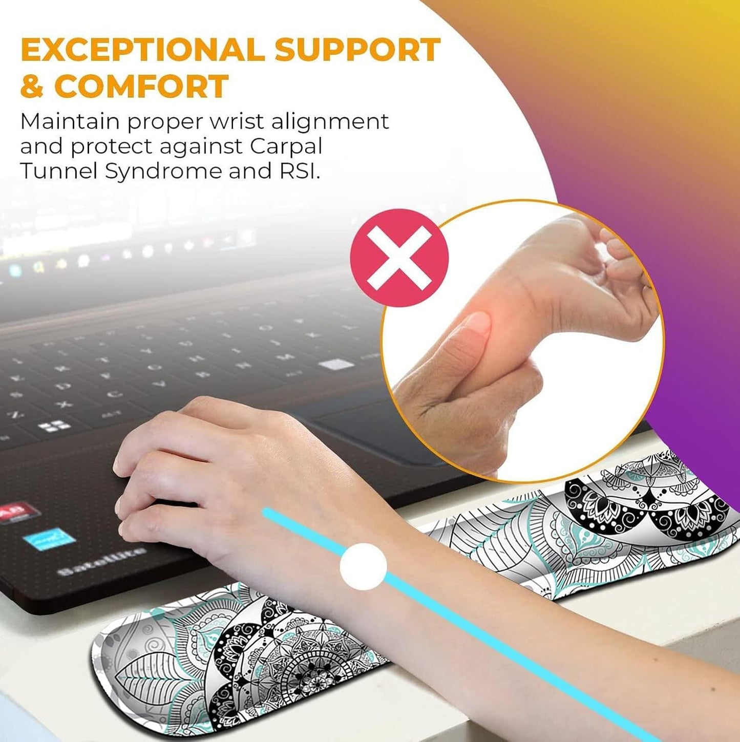 Mouse Pad with Wrist Support, Ergonomic Gel Mouse Pad Beautiful Flowers,Non-Slip Durable, Memory Foam Keyboard Wrist Rest, Suitable for Office Typing Games, Pink Hyacinths on Wood Panel