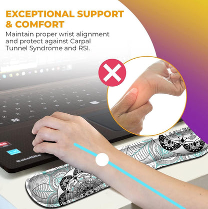 Mouse Pad with Wrist Support, Ergonomic Gel Mouse Pad Beautiful Flowers,Non-Slip Durable, Memory Foam Keyboard Wrist Rest, Suitable for Office Typing Games, Pink Hyacinths on Wood Panel