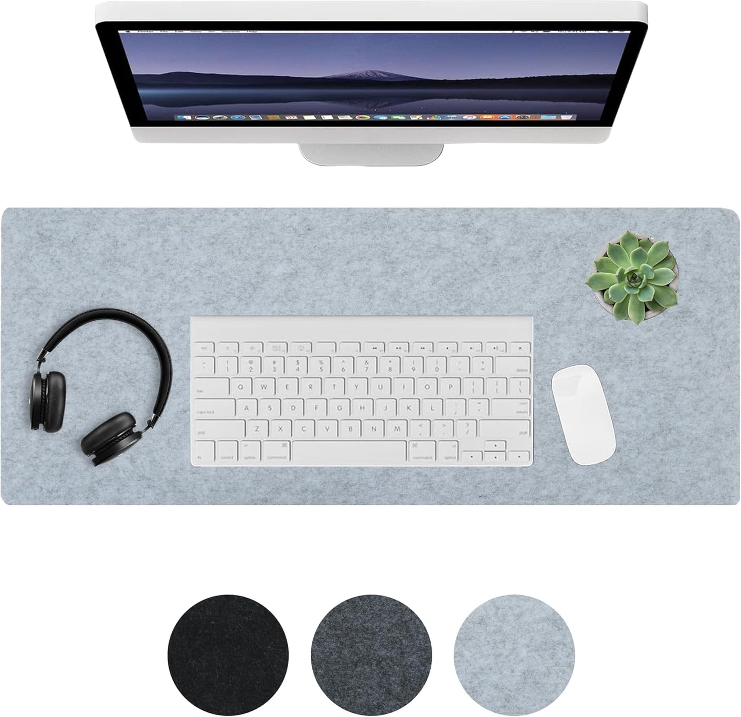 Felt Desk Mat,Large Mouse Pad Desk Mat for Office & Home,Non-Slip Desk Blotter,Felt Desktop Mat for Laptop,Computer,Writing 27.6"x13.8" Dark Gray