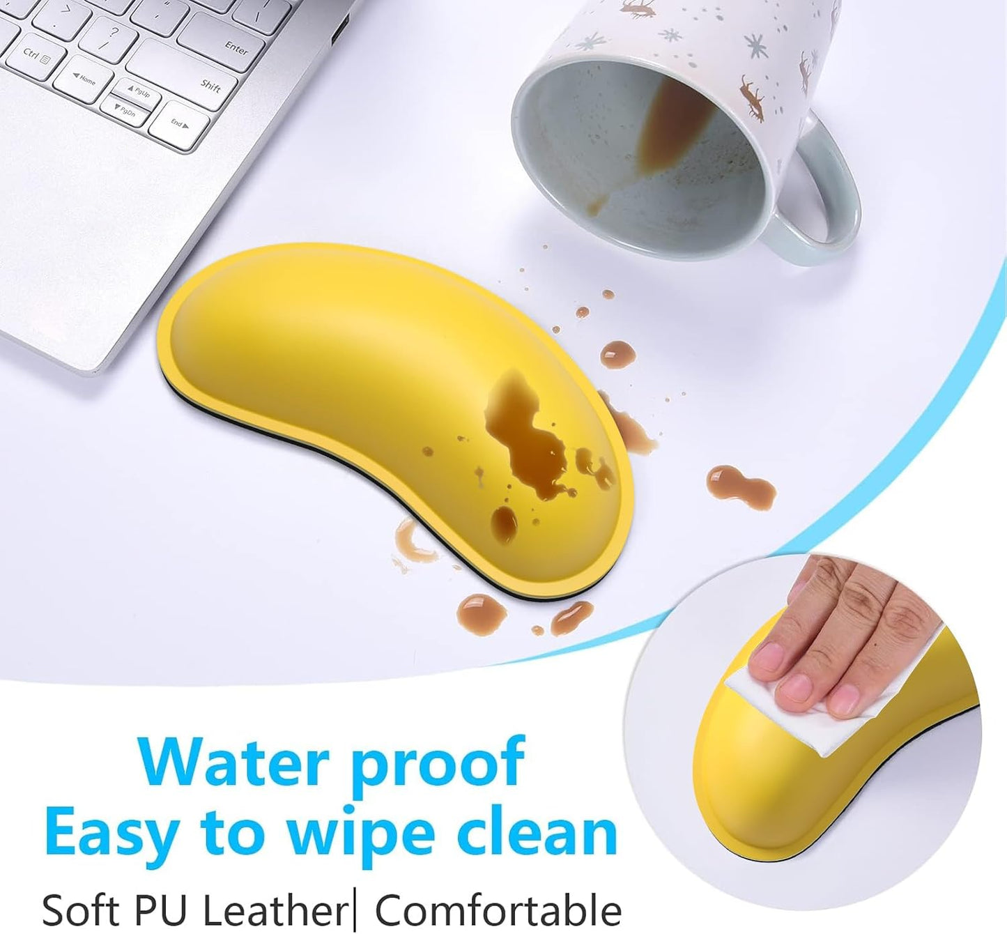 Dapesuom Mouse Wrist Rest, Ergonomic Memory Foam Mouse Wrist for Computer Desk Mats Support, PU Leather Hand Rest Pad Cushion for Gaming, Laptop, Men, Women, Pain Relief & Easy Typing, Black