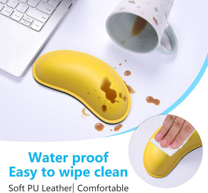 Dapesuom Mouse Wrist Rest, Ergonomic Memory Foam Mouse Wrist for Computer Desk Mats Support, PU Leather Hand Rest Pad Cushion for Gaming, Laptop, Men, Women, Pain Relief & Easy Typing, Black
