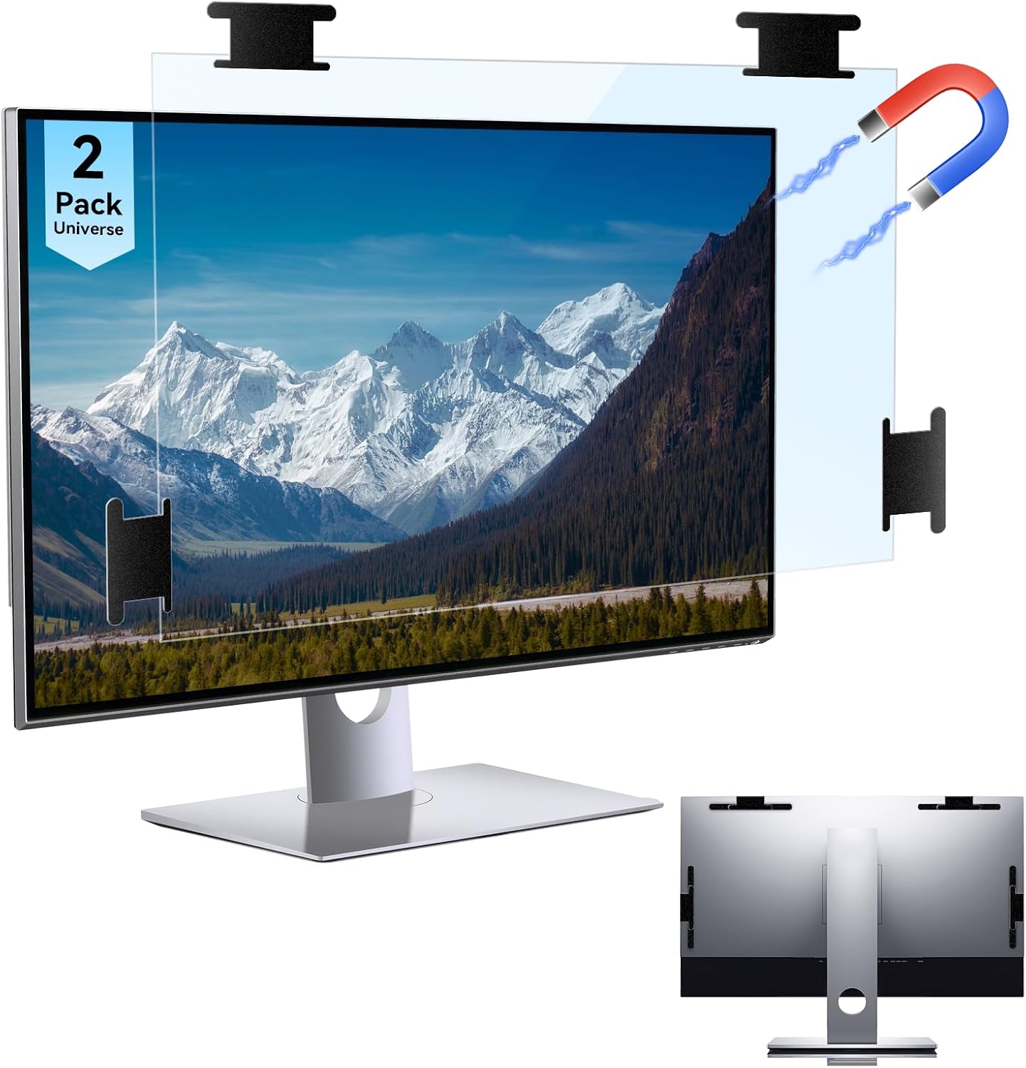 [2 Pack] Magnetic Hanging 24 Inch Computer Anti Blue Light Screen Protector for 16:9 Aspect Ratio Widescreen Monitor, Eye Protection Anti-Glare Light LED PC Screen Protector, Removable 24 in Protective Film